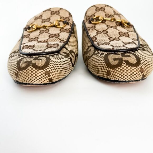 Gucci Princetown Jumbo GG Canvas Loafers Mules Brown Size 40, 10 - Picture 4 of 15